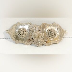 ALEXIS KIRK COUTURE LTD. VINTAGE 80'S AK SILVER BUCKLE WITH 1.5" WIDE